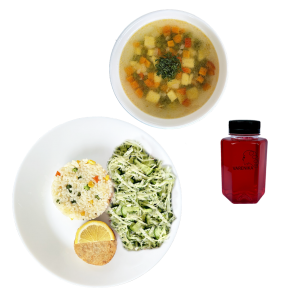 LANCH № 7 Суп овощной, рис, рыб.котл, овощной салат (12.00-16.00 пн-пт)